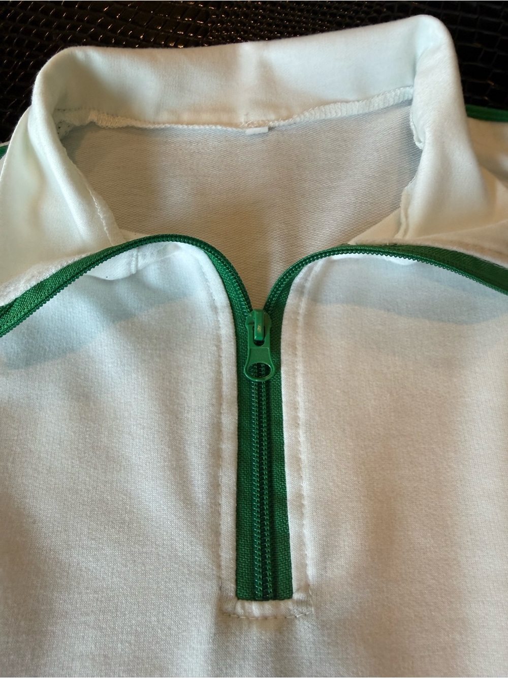 Women’s Athletic White and Green Two-Piece Set- Quarter Zip Pullover & Shorts - Picture 5 of 5